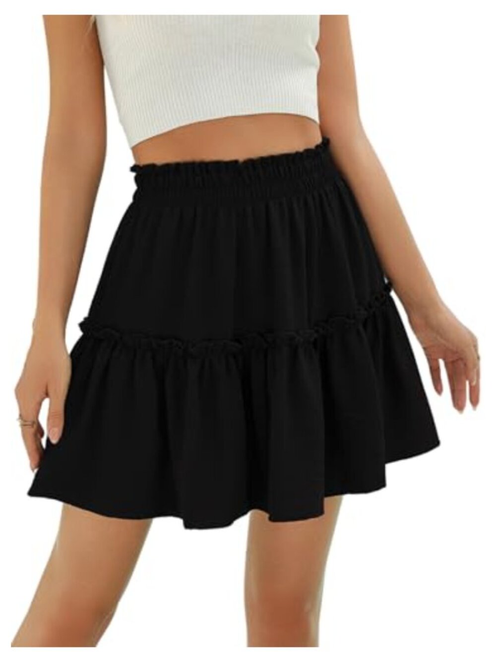 Ruffle Mini Skirt High Waisted Tiered A-Line Flowy